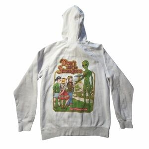 Gildan Vintage Sweatshirt Alien UFO Hoodie Top Medium Don't talk to Strangers